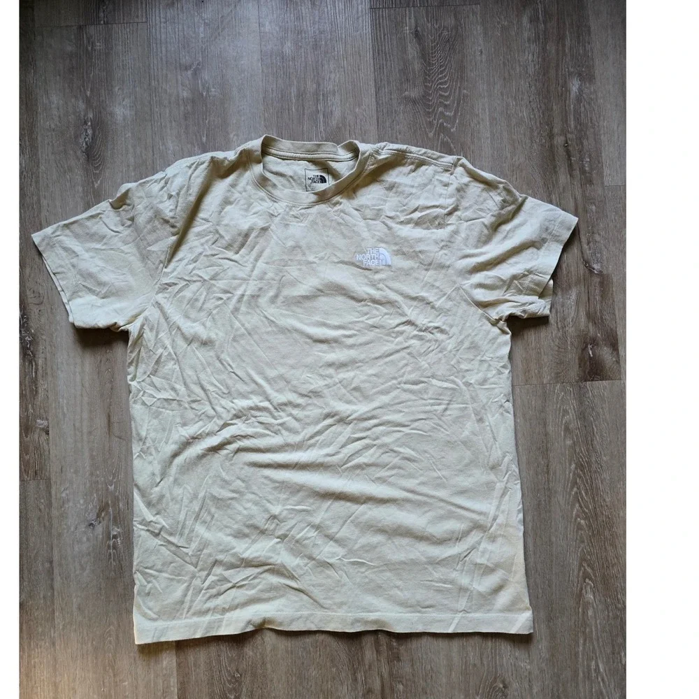 The North Face Mens XL Circular Design Box Logo Graphic T-Shirt Tan Khaki